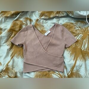nwot Babaton sculpt knit cross front top xs mauve